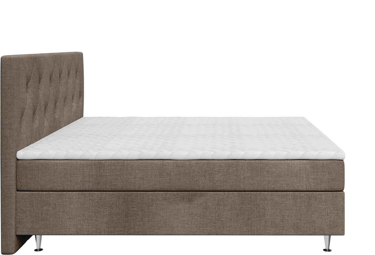 BOXSPRINGBETT 140/200 cm  in Graubraun  - Graubraun/Silberfarben, KONVENTIONELL, Textil/Metall (140/200cm) - Chameo
