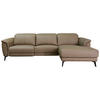 ECKSOFA Taupe Echtleder  - Taupe/Schwarz, MODERN, Leder/Holz (276/174cm) - Livetastic