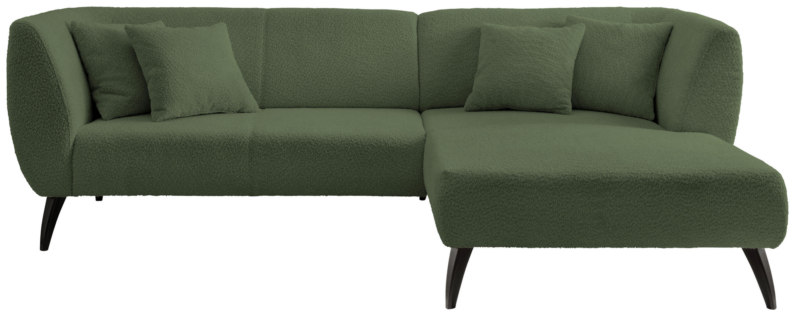 ECKSOFA Dunkelgrün Bouclé  - Dunkelgrün/Schwarz, MODERN, Holz/Textil (264/160cm) - MID.YOU