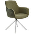 ARMLEHNSTUHL  in Edelstahl Flachgewebe  - Edelstahlfarben/Olivgrün, Design, Textil/Metall (60/88/64cm) - Novel