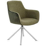 ARMLEHNSTUHL  in Edelstahl Flachgewebe  - Edelstahlfarben/Olivgrün, Design, Textil/Metall (60/88/64cm) - Novel