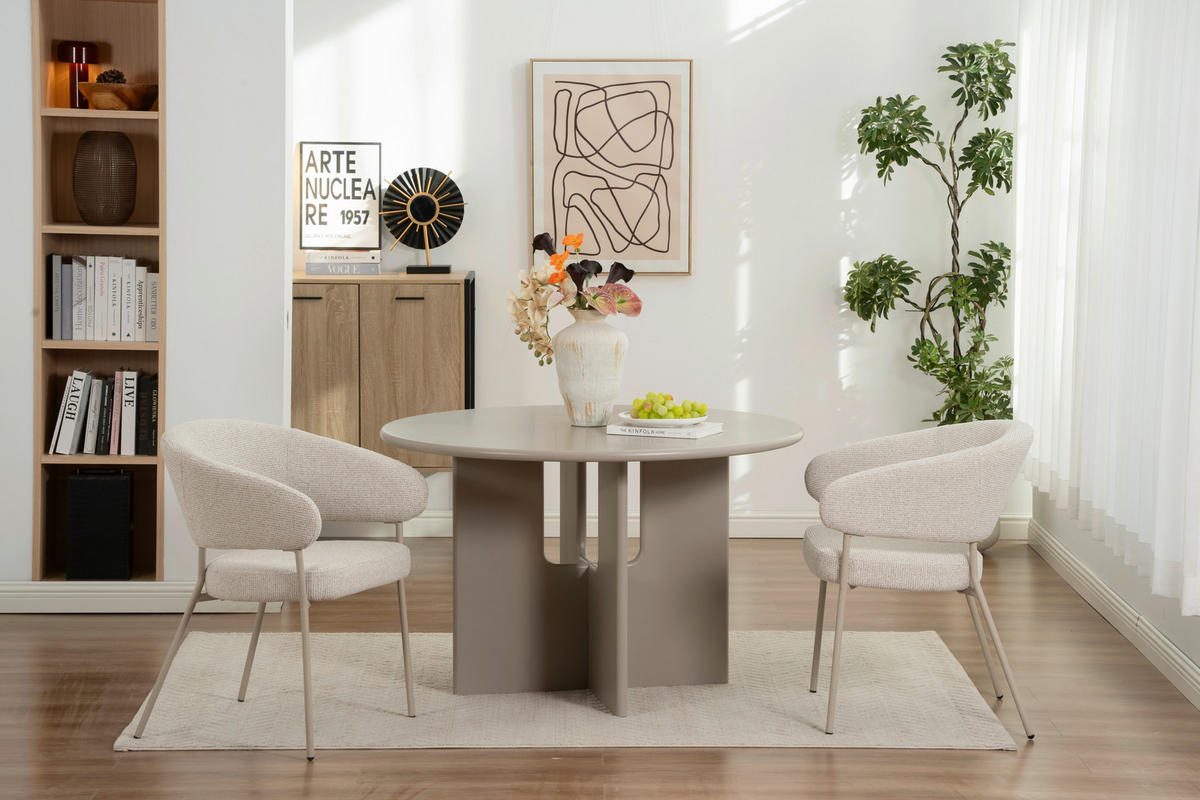 ARMLEHNSTUHL   Leinenoptik  - Beige, Design, Textil/Metall (60/81/62cm) - Carryhome