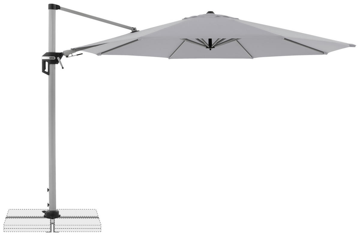AMPELSCHIRM 370 cm   - Silberfarben/Hellgrau, Basics, Textil/Metall (370cm) - Doppler