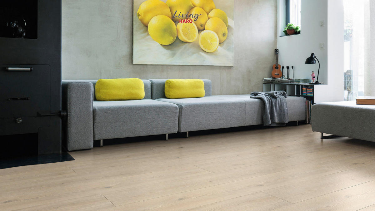 LAMINATBODEN  per  m² - Eichefarben/Weiß, Natur, Holzwerkstoff (220/24,3/0,8cm) - Living by HARO
