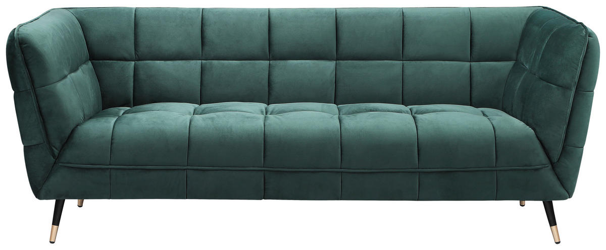 SITZGARNITUR Samt Grün  - Goldfarben/Schwarz, Design, Textil/Metall - Livetastic
