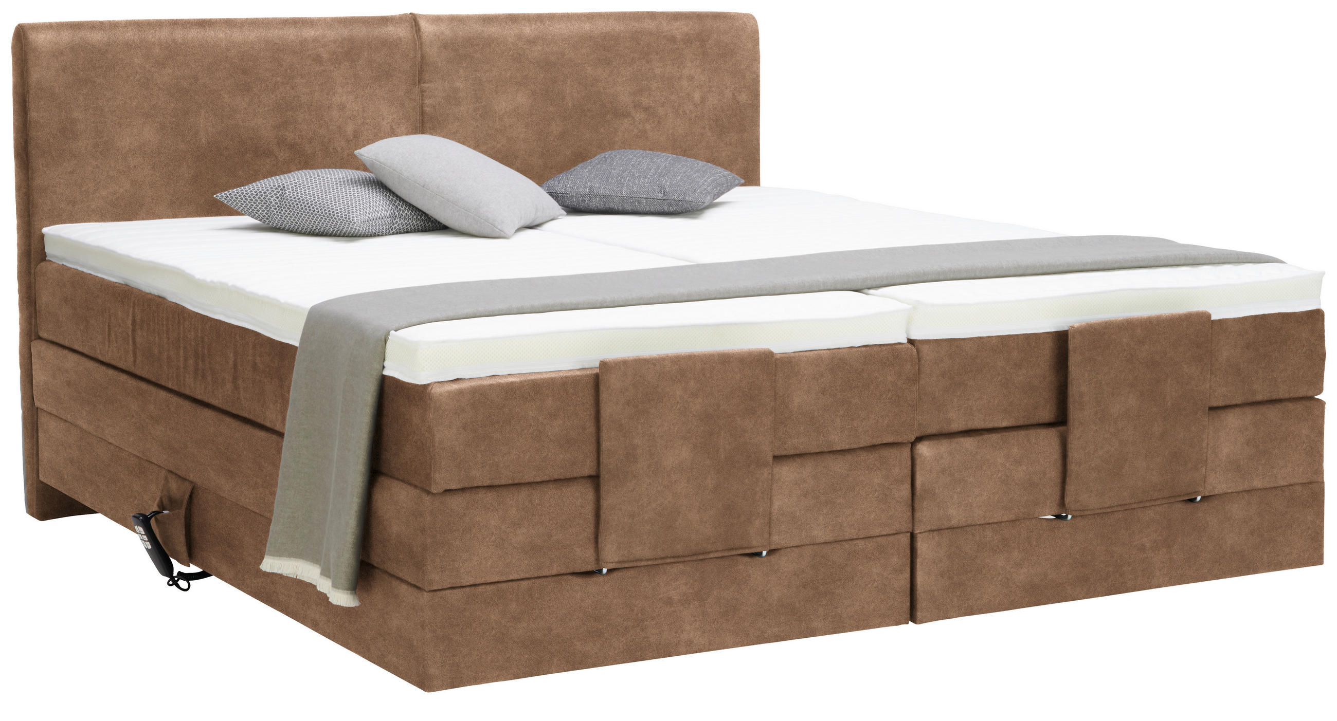 BOXSPRINGBETT 160/200 cm  in Braun  - Schwarz/Braun, Design, Kunststoff/Textil (160/200cm) - Hom`in