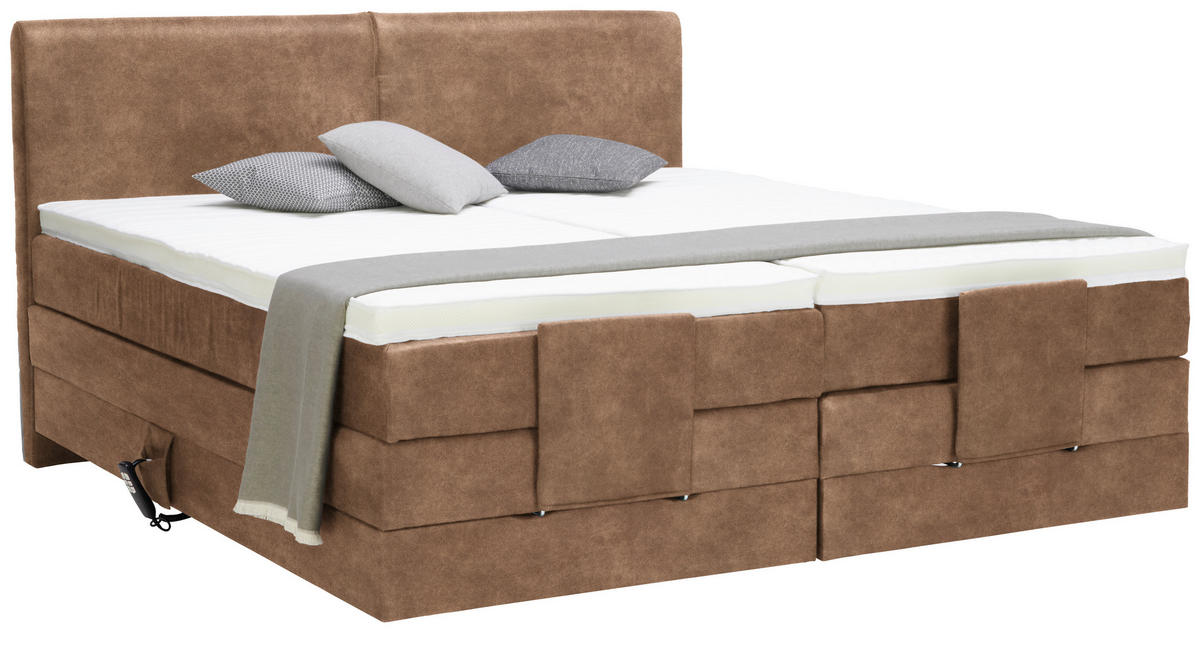 BOXSPRINGBETT 160/200 cm  in Braun  - Schwarz/Braun, Design, Kunststoff/Textil (160/200cm) - Hom`in