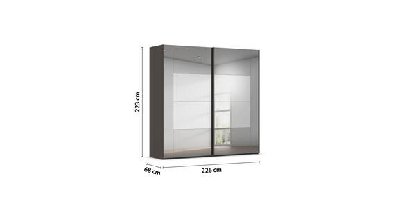 SCHWEBETÜRENSCHRANK  in Graphitfarben  - Graphitfarben, Design, Glas/Holzwerkstoff (226/223/68cm) - Xora