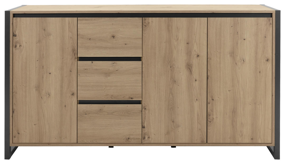 KOMODA, barve hrasta  - barve hrasta/antracit, Konvencionalno, leseni material (160/88/40cm) - MID.YOU