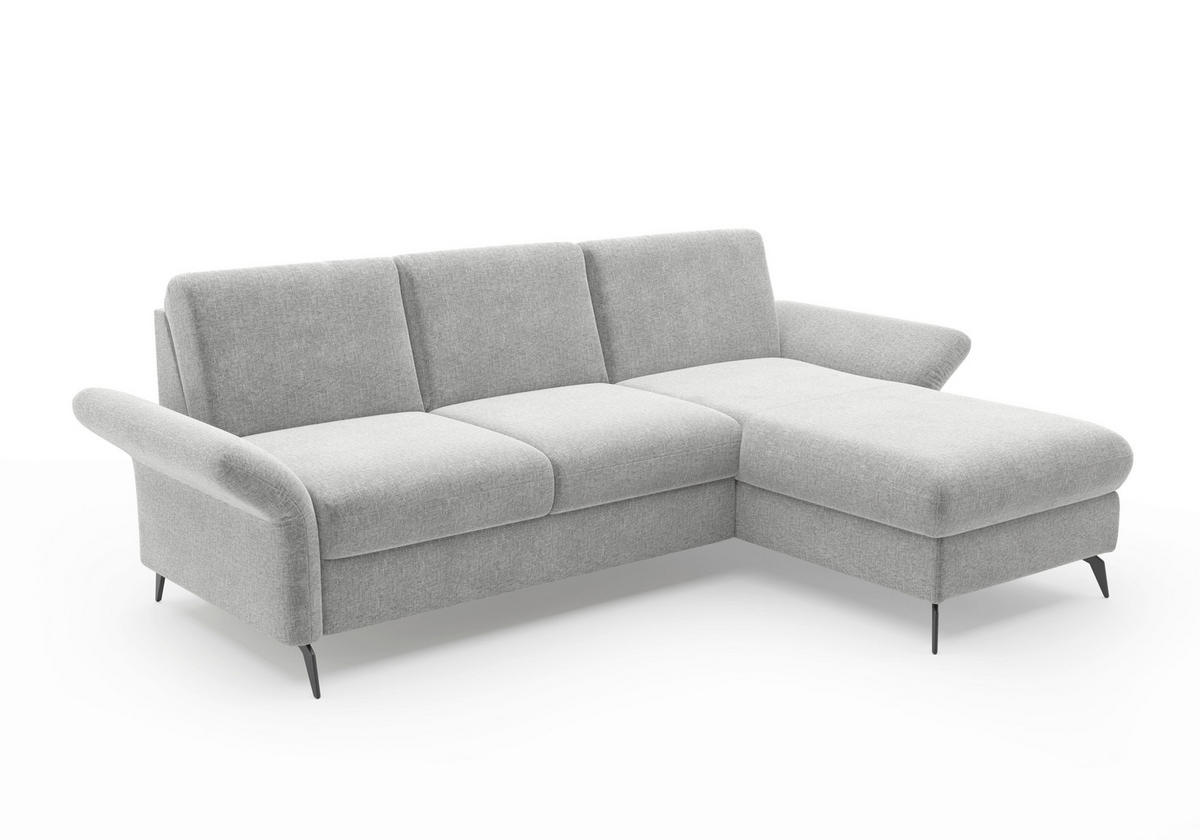 ECKSOFA ROCHELLE E Hellgrau Flachgewebe  - Hellgrau/Schwarz, KONVENTIONELL, Textil/Metall (251/164cm) - Sit & More
