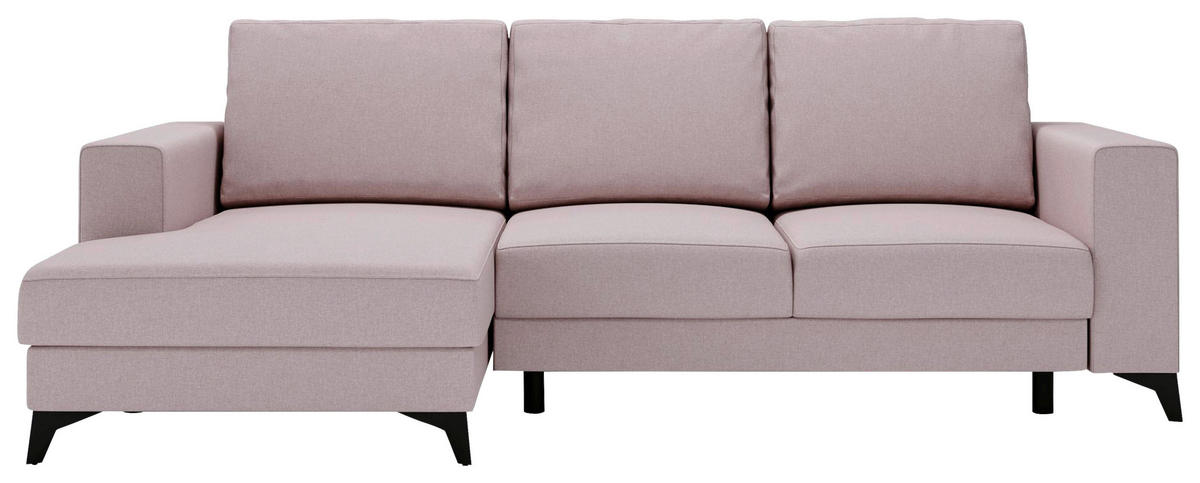 ECKSOFA Rosa Flachgewebe  - Schwarz/Rosa, Design, Textil/Metall (156/244cm) - Livetastic