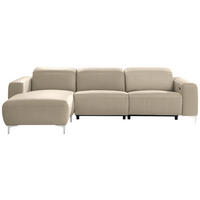 ECKSOFA Hellbraun Echtleder  - Chromfarben/Hellbraun, Design, Leder/Metall (177/292cm) - Pure Home Lifestyle