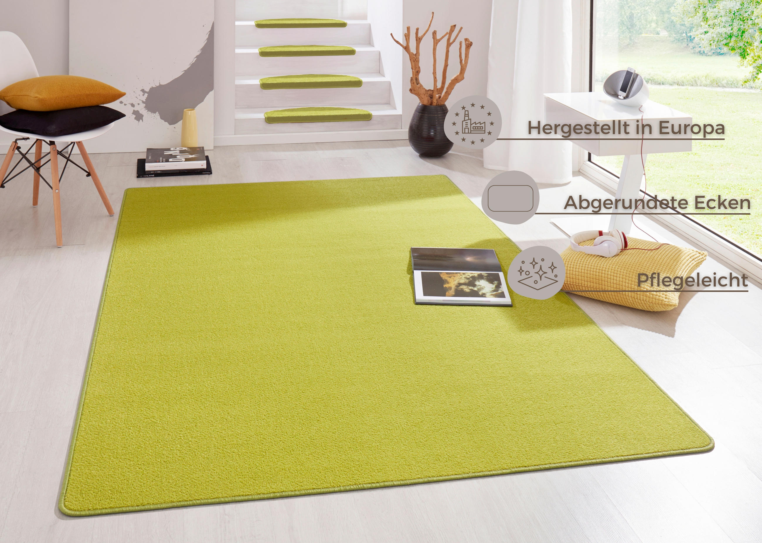 FLACHWEBETEPPICH 100/150 cm Fancy Hellgrün  - Hellgrün, Basics, Kunststoff (100/150cm) - Hanse Home