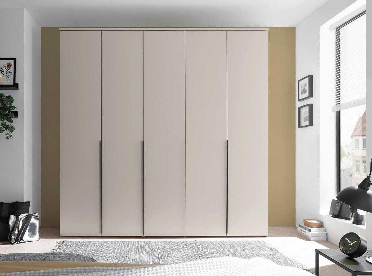 DREHTÜRENSCHRANK 225/225/52 cm 5-türig Kaschmir  - Kaschmir/Schwarz, MODERN, Holzwerkstoff/Kunststoff (225/225/52cm) - MID.YOU
