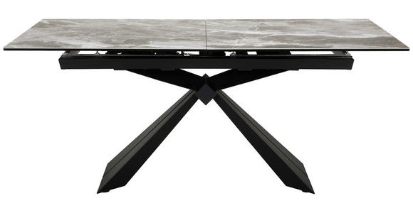 ESSTISCH in Metall, Glas, Keramik 180-230/76/95 cm - Schwarz/Grau, Design, Glas/Keramik (180-230/76/95cm) - Novel