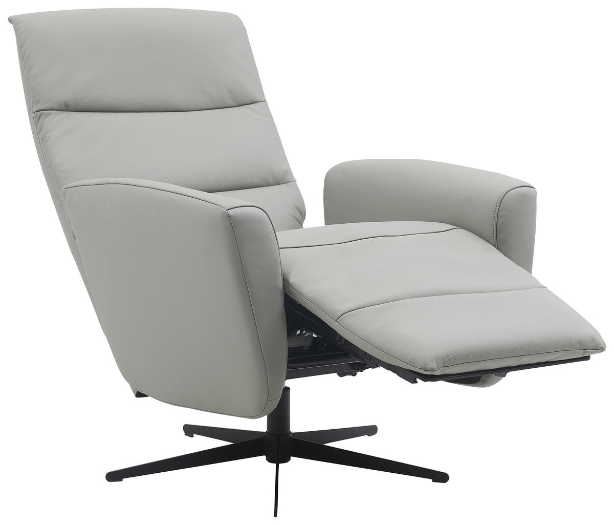 RELAXAČNÉ KRESLO, textil, koža, sivá - čierna/sivá, Design, kov/koža (76/104/77cm) - Livetastic