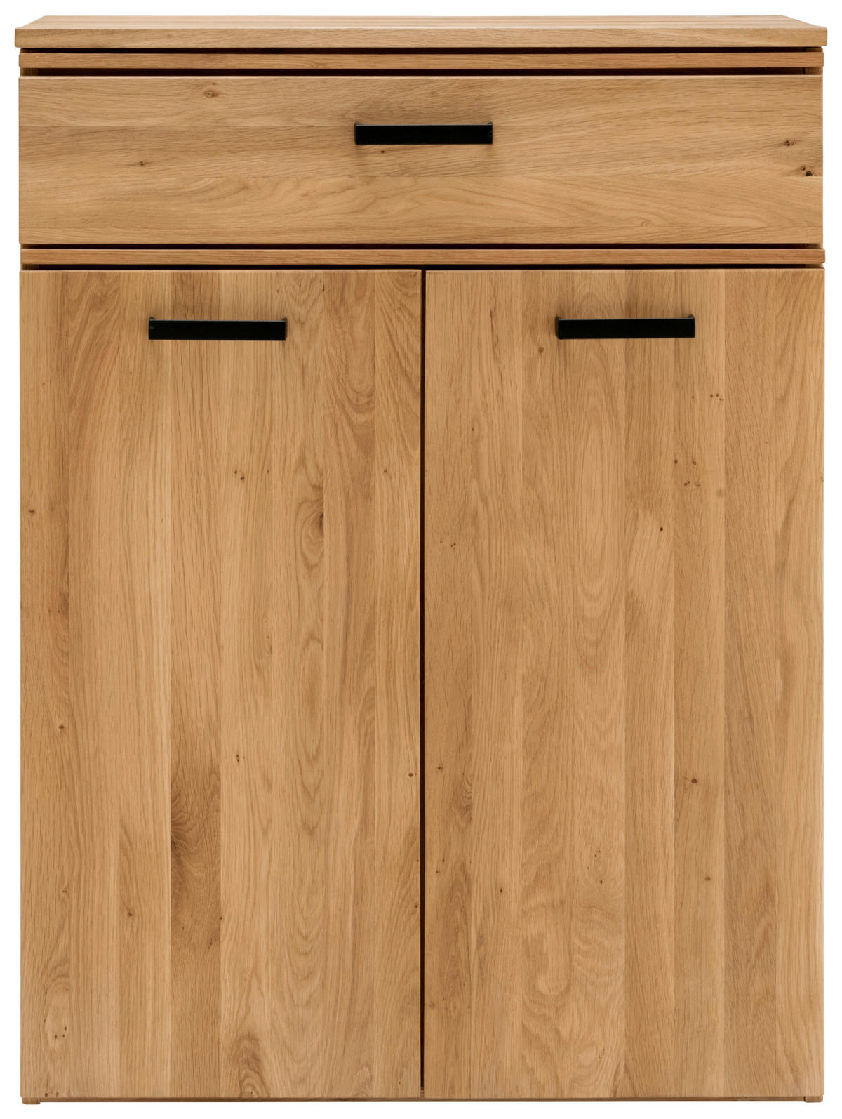 SCHUHSCHRANK Wildeiche massiv, vollmassiv, Hartholz Eichefarben  - Eichefarben/Schwarz, MODERN, Holz/Metall (80/109/39cm)