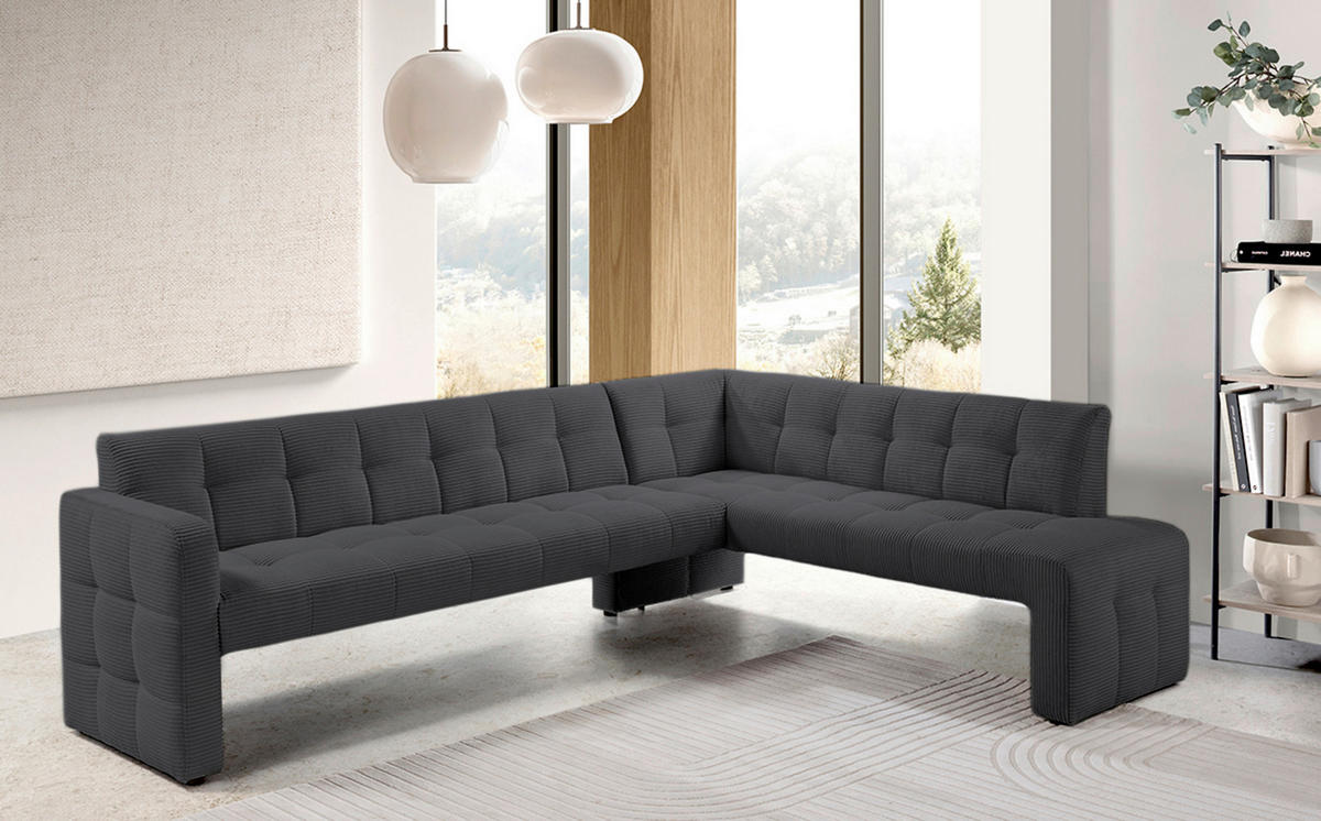 KLUPA KUTNA  antracit  drvo, tekstil, drvni materijal      - crna/antracit, Moderno, drvni materijal/drvo (265/197cm) - Livetastic