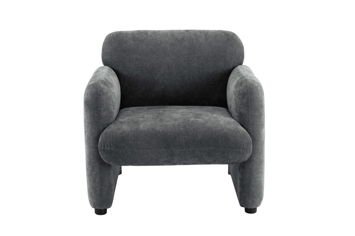 SESSEL in Samt Grau  - Schwarz/Grau, Design, Kunststoff/Textil (83/83/76cm) - MID.YOU