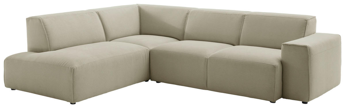 ECKSOFA in Cord Sandfarben  - Sandfarben/Schwarz, Design, Kunststoff/Textil (210/270cm) - Pure Home Lifestyle