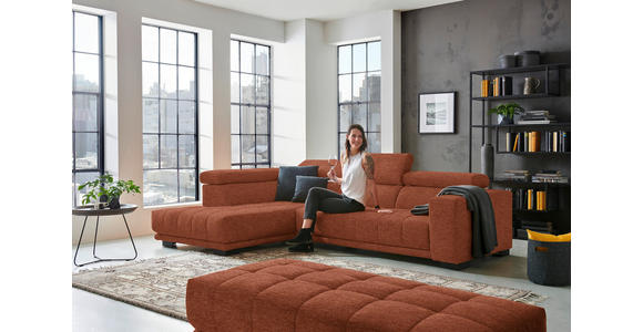 ECKSOFA  in Mikrofaser Rostfarben  207/301 cm  - Rostfarben/Schwarz, Design, Textil/Metall (207/301cm) - Xora