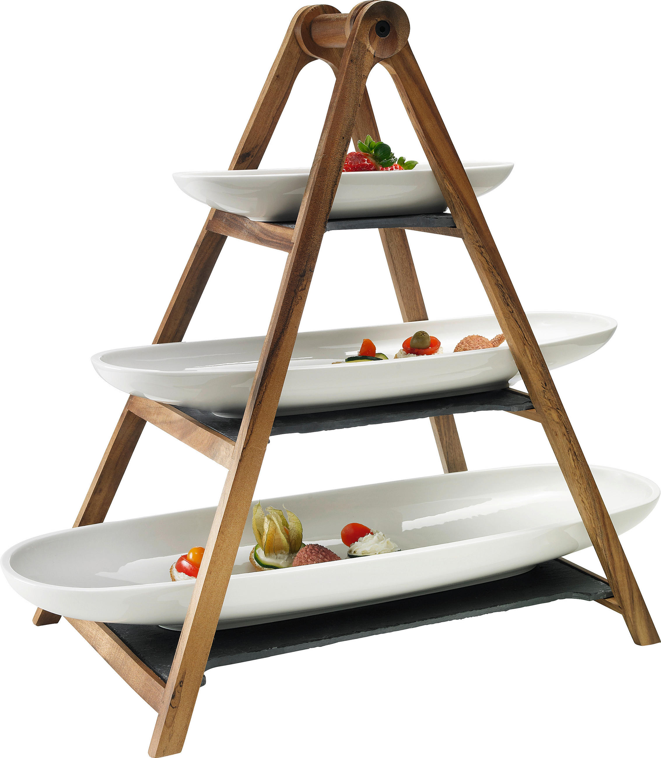 POSCHODOVÝ STOJAN  - hnedá/biela, Basics, drevo/keramika (48,5cm) - Villeroy & Boch