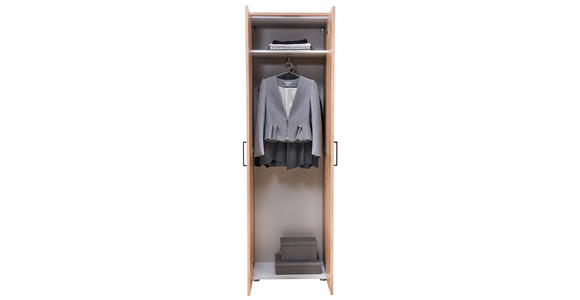 GARDEROBENSCHRANK 60/200/38 cm  - Eichefarben/Schwarz, KONVENTIONELL, Holzwerkstoff/Kunststoff (60/200/38cm) - Moderano