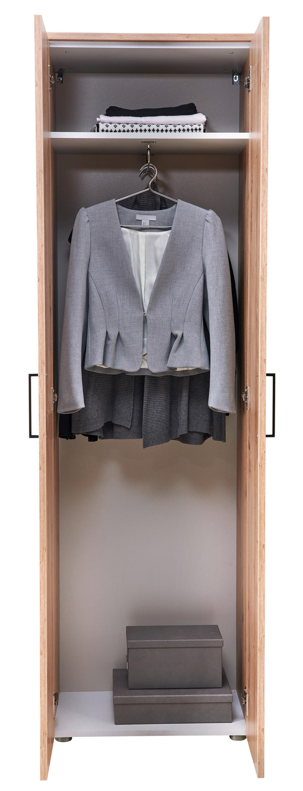 GARDEROBENSCHRANK Almada  in 60/200/38 cm  - Eichefarben/Schwarz, Konventionell, Holzwerkstoff/Kunststoff (60/200/38cm) - Moderano