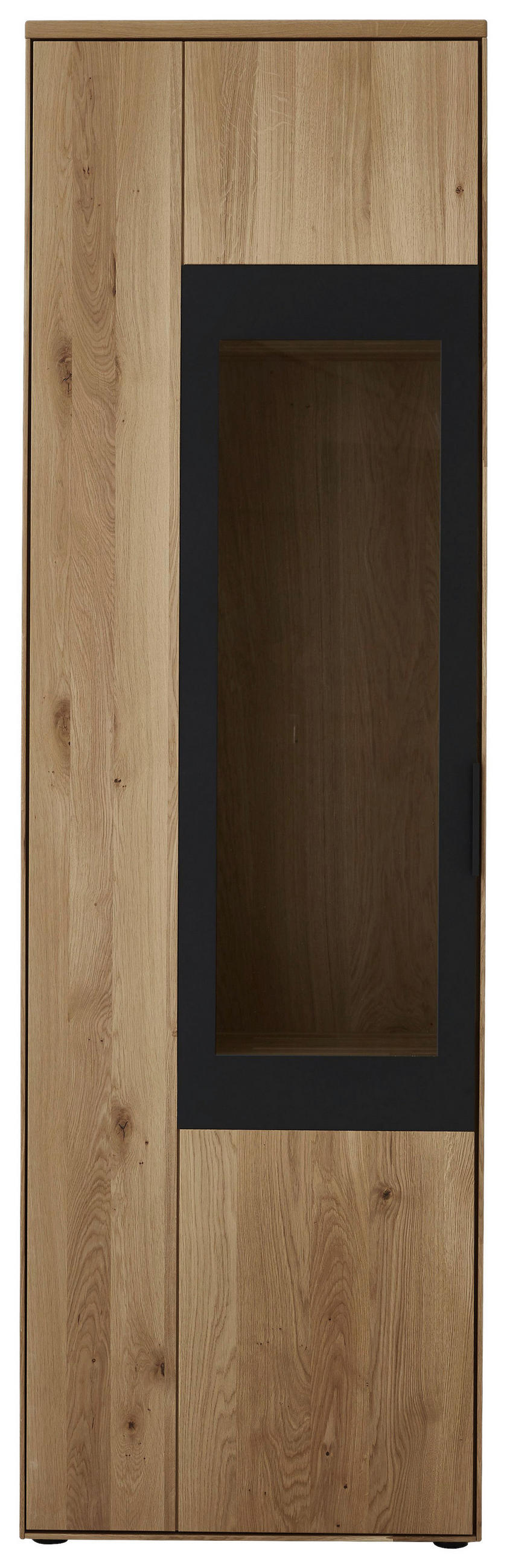 VITRINE  in massiv Wildeiche Schwarz, Wildeiche - Wildeiche/Schwarz, Design, Glas/Holz (62/206/37cm) - Valdera