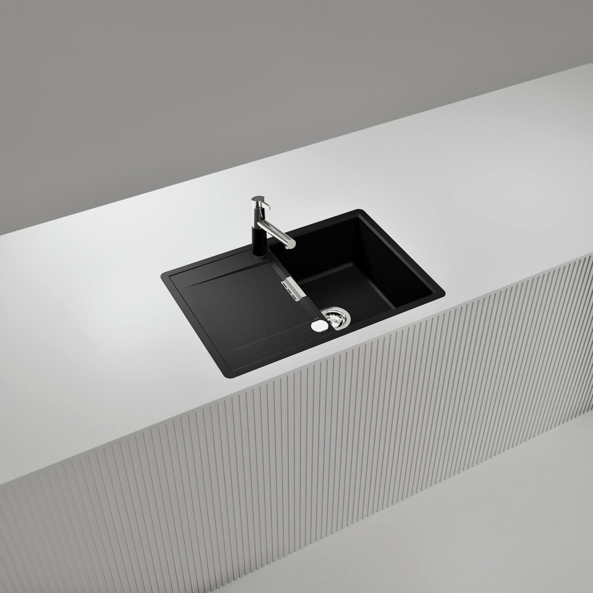 SPÜLE MOND100SFBPUR  - Schwarz, Basics, Stein (74/30,5/51cm) - Schock