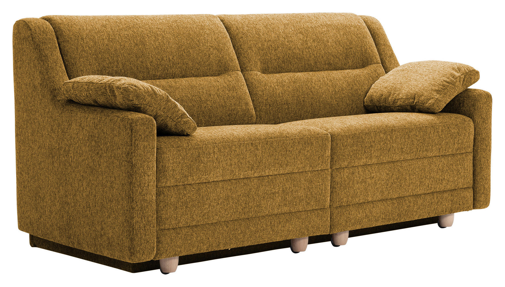 SCHLAFSOFA Chenille Goldfarben, Honig  inkl. Armlehnenkissen  - Buchefarben/Goldfarben, KONVENTIONELL, Holz/Textil (184/88/91cm) - Sedda