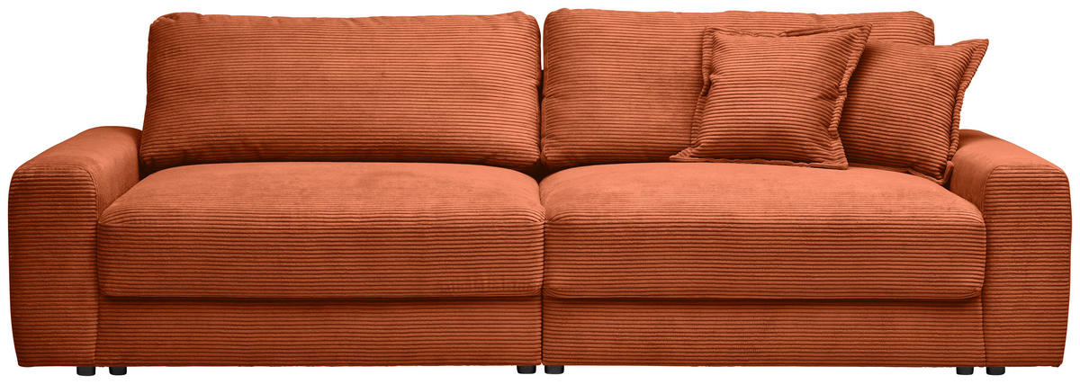 BIGSOFA Cord Terracotta  - Terracotta/Schwarz, MODERN, Kunststoff/Textil (278/93/112cm) - Carryhome