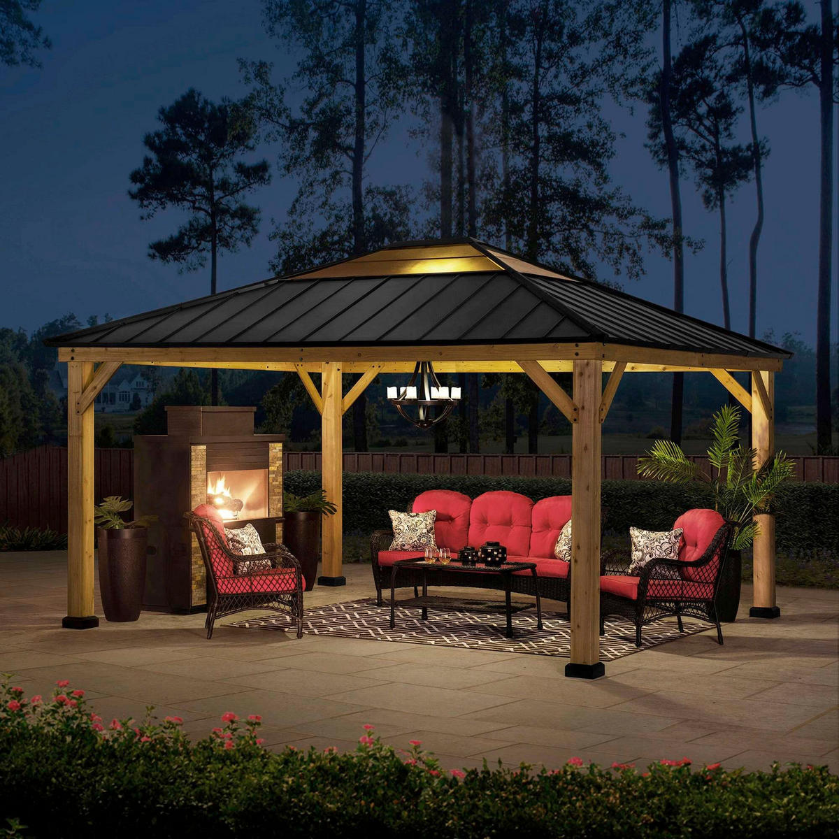 PAVILLON 452/393/287 cm  - Anthrazit/Lärchefarben, Basics, Holz/Kunststoff (452/393/287cm) - Modante