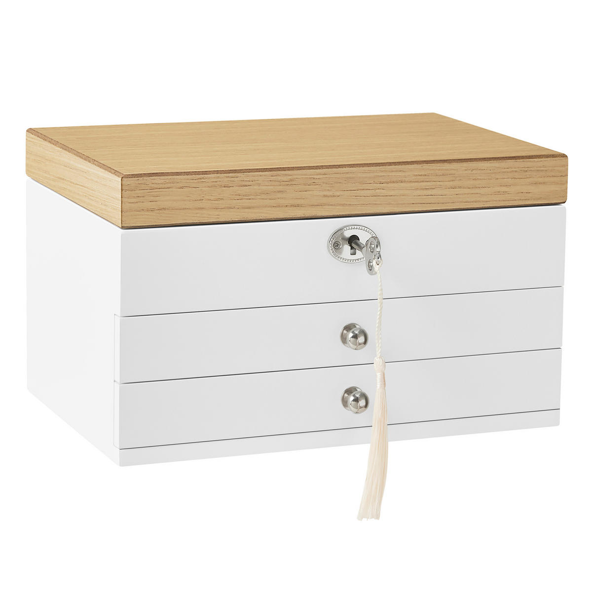 SCHMUCKKÄSTCHEN 25/15/17 cm  - Nussbaumfarben/Weiß, LIFESTYLE, Glas/Holz (25/15/17cm)