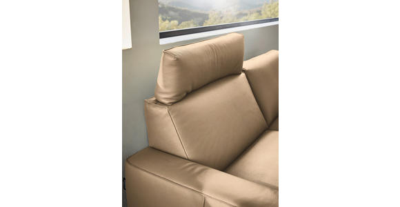 2,5-SITZER in Leder Beige - Beige/Schwarz, Design, Leder/Metall (200/102/92cm) - Johann Jakob