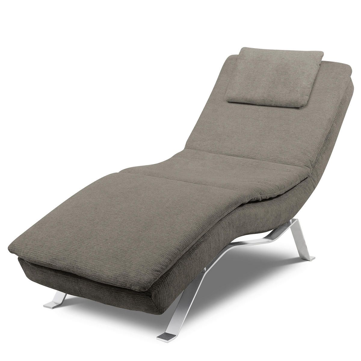 RELAXLIEGE in Chenille Creme, Dunkelgrau  - Dunkelgrau/Silberfarben, Design, Textil/Metall (65/95/171cm) - Celina Home