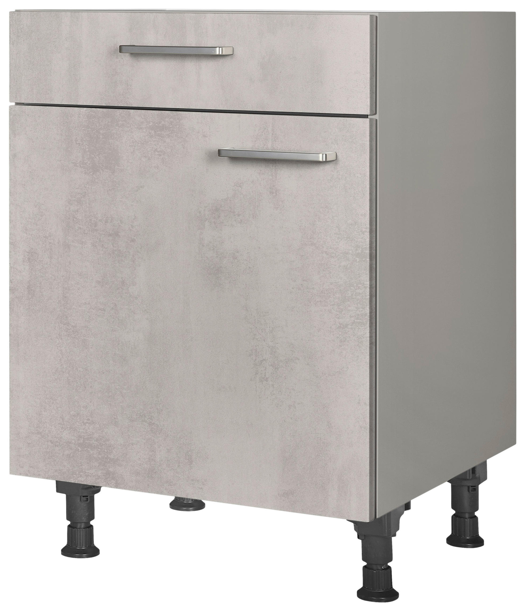 SCHUBKASTENUNTERSCHRANK 60/87/56 cm  in Hellgrau  - Edelstahlfarben/Hellgrau, MODERN, Holzwerkstoff/Metall (60/87/56cm) - Nobilia