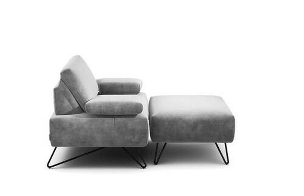 SESSELSET Samt Armteilverstellung    - Hellgrau/Schwarz, Design, Textil/Metall (114-142/85/86-94cm) - SENSOO