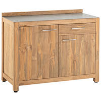 OUTDOORKÜCHE - Edelstahlfarben/Titanfarben, Trend, Holz/Keramik (120/94,7/57,5cm)