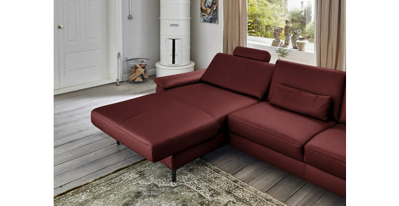 ECKSOFA in Echtleder Brombeere 176/334 cm - Brombeere/Schwarz, Design, Leder/Metall (176/334cm) - Dieter Knoll