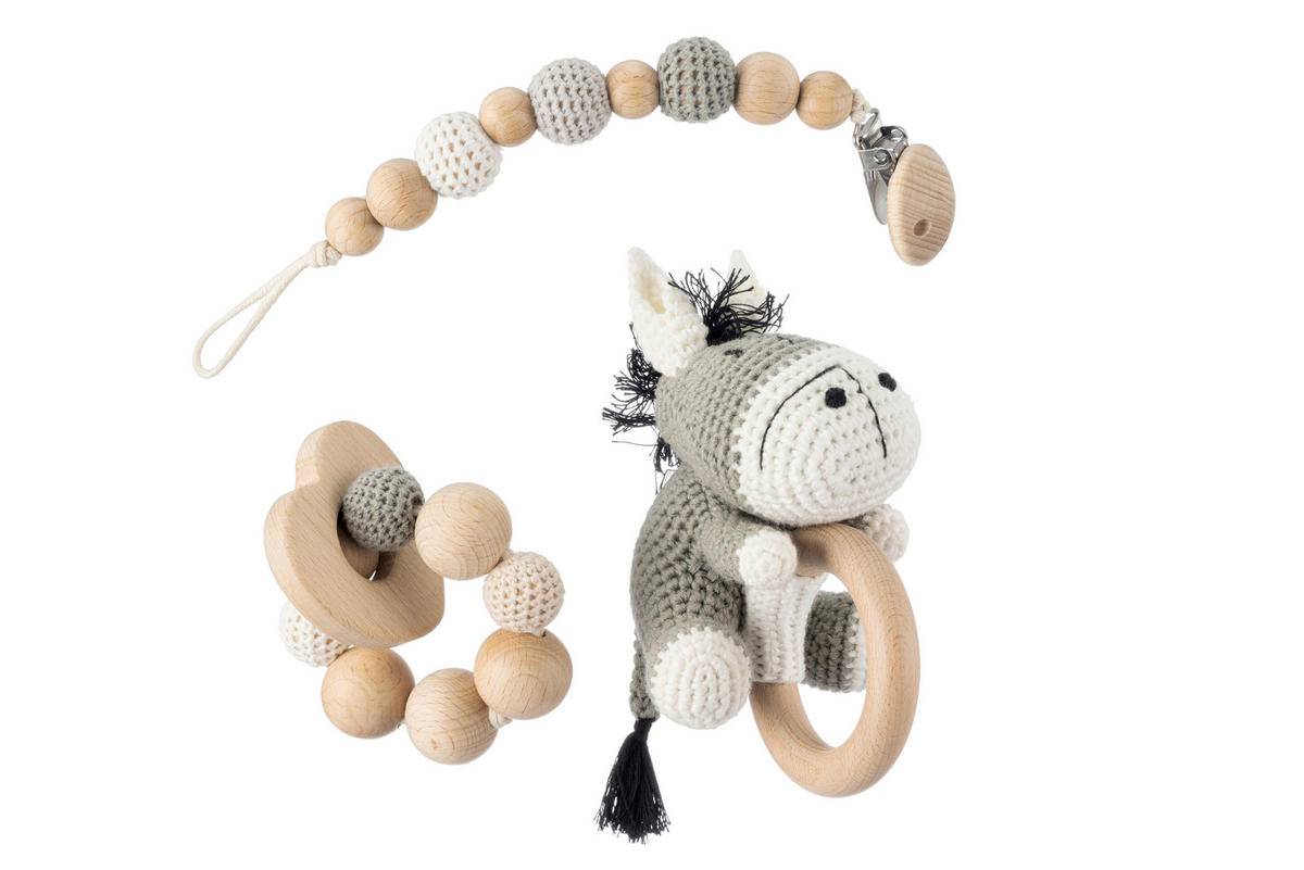 KINDERSPIELSET  - Grau, Basics, Holz/Textil - Patinio