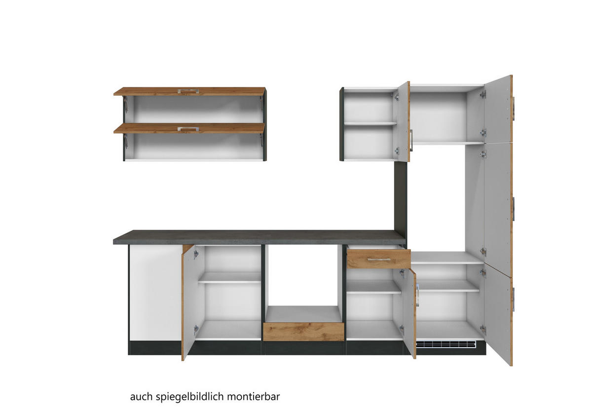 HÖRNKÖK 210/270 cm  i ekfärgad  - antracit/ekfärgad, Modern, trämaterial (210/270cm) - Held