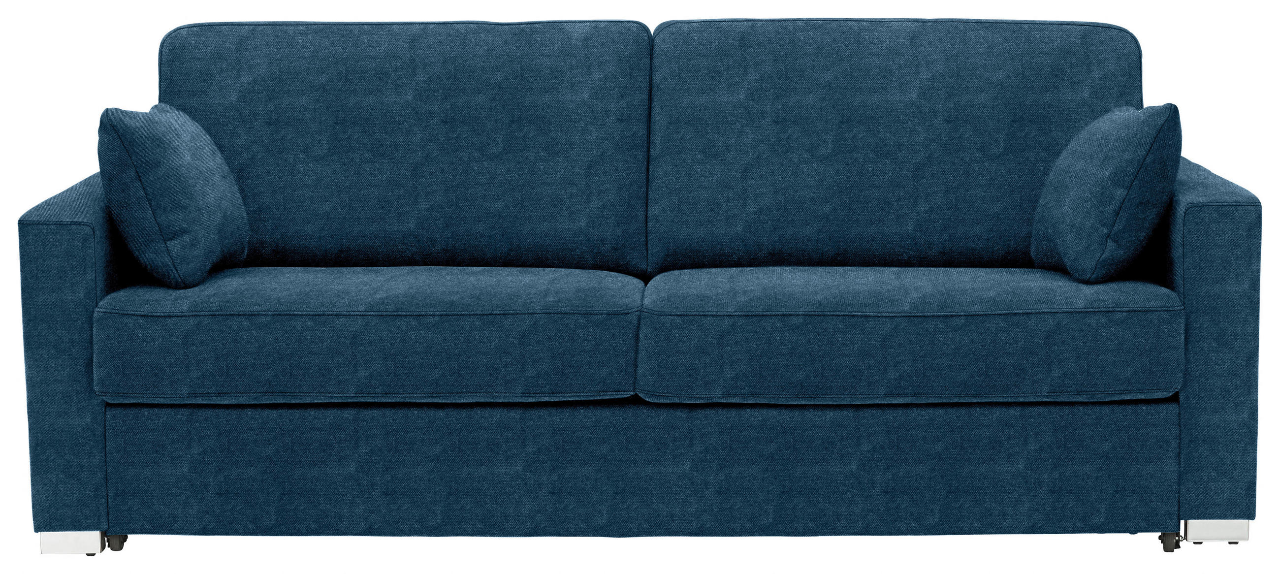 SCHLAFSOFA Webstoff Dunkelblau Stoffauswahl, Schlafen auf Sitzhöhe, Rücken echt  - Chromfarben/Dunkelblau, Konventionell, Textil/Metall (208/86/97cm) - Novel