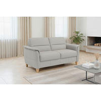 3-SITZER-SOFA PALMERA E Echtleder Hellgrau  - Eichefarben/Hellgrau, Basics, Leder/Holz (179/89/89cm) - Sit & More