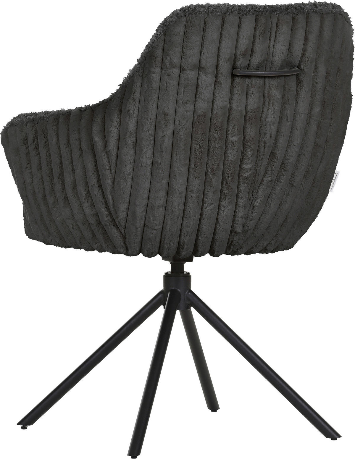 ARMLEHNSTUHL  in Eisen Plüsch, Teddystoff  - Dunkelgrau/Schwarz, LIFESTYLE, Textil/Metall (65/68/90cm) - home24