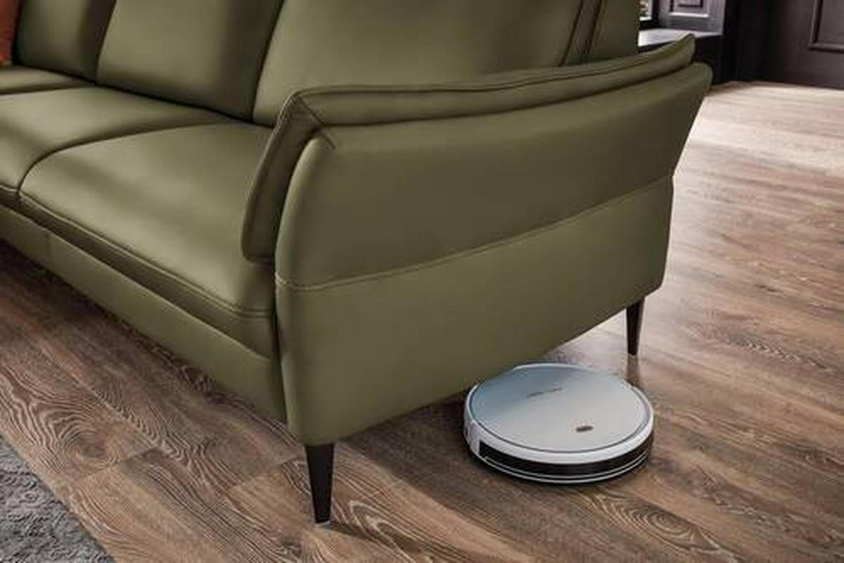 CloseUp von Hukla ECKSOFA Grün Echtleder.