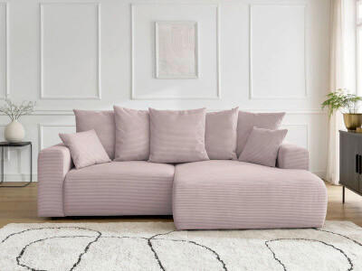 ECKSOFA Ottomane rechts  ATILLA Lila Cord  - Lila/Schwarz, MODERN, Kunststoff/Textil (244/149cm)