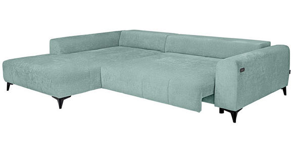 ECKSOFA  in Chenille Hellblau  222/279 cm  - Schwarz/Hellblau, KONVENTIONELL, Kunststoff/Textil (222/279cm) - Hom`in