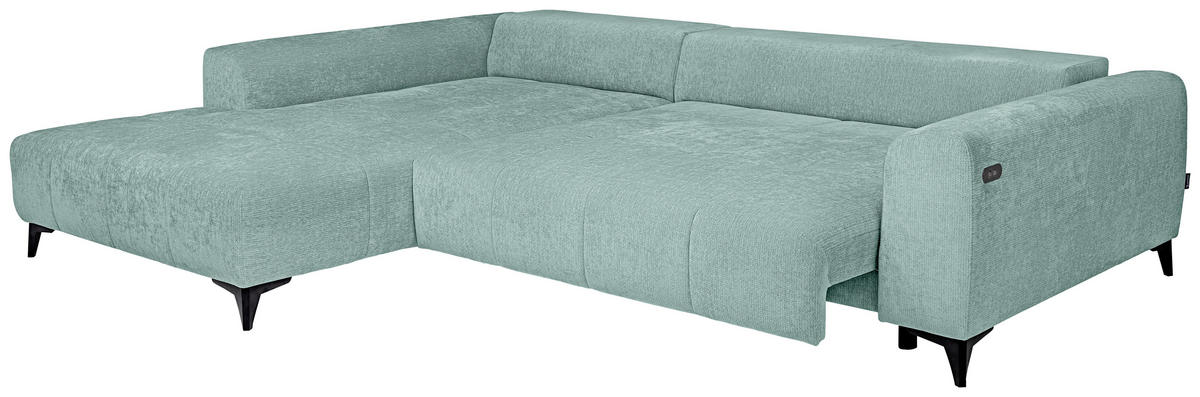 ECKSOFA Hellblau Chenille  - Schwarz/Hellblau, KONVENTIONELL, Kunststoff/Textil (222/279cm) - Hom`in