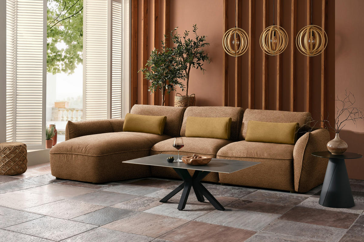 ECKSOFA  in Chenille Rostfarben  190/340 cm  - Rostfarben/Goldbraun, Design, Kunststoff/Textil (190/340cm) - Belluti